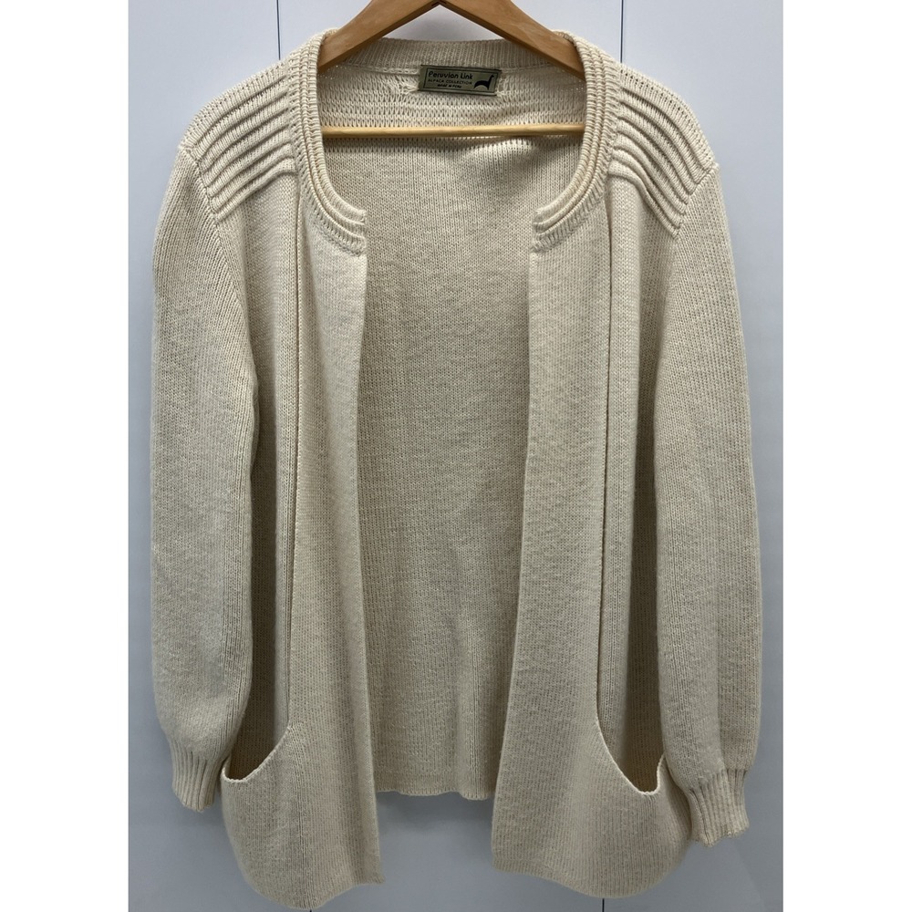 Peruvian Link Alpaca Wool Collection Cream Open Front Cardigan One Size Fit Most